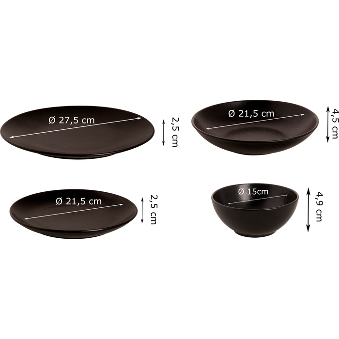 Mammoet Serviesset Moon Stoneware 6-persoons 24-delig Zwart