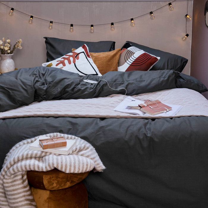 Dindi Home - Dekbedovertrek Plain Beauty - 200x220 - Zwart