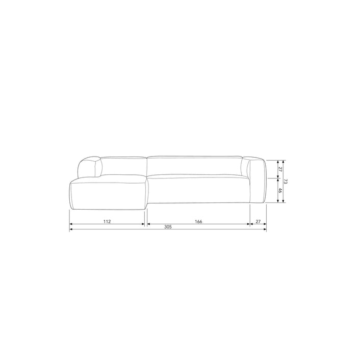 WOOOD Bean Hoekbank Links - Polyester - Travertin