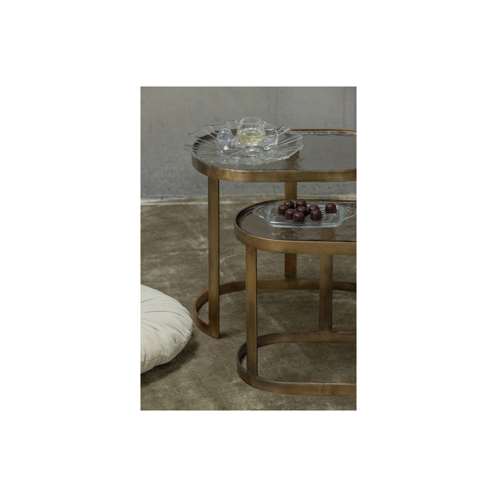 WOOOD Clean Bijzettafels - Metaal|Glas - Brass - Set van 2