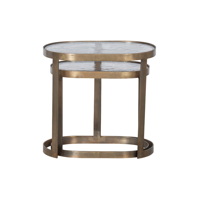 WOOOD Clean Bijzettafels - Metaal|Glas - Brass - Set van 2