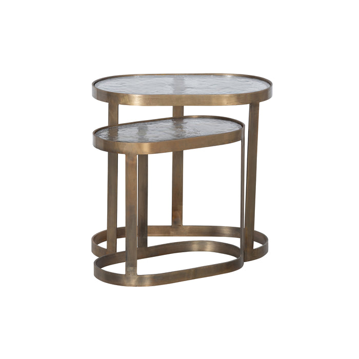 WOOOD Clean Bijzettafels - Metaal|Glas - Brass - Set van 2