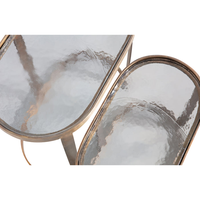 WOOOD Clean Bijzettafels - Metaal|Glas - Brass - Set van 2