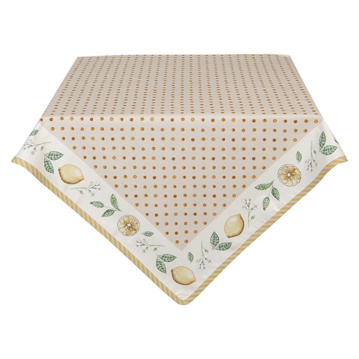 Clayre & Eef Tafelkleed  130x180 cm Beige Geel Katoen Rechthoek