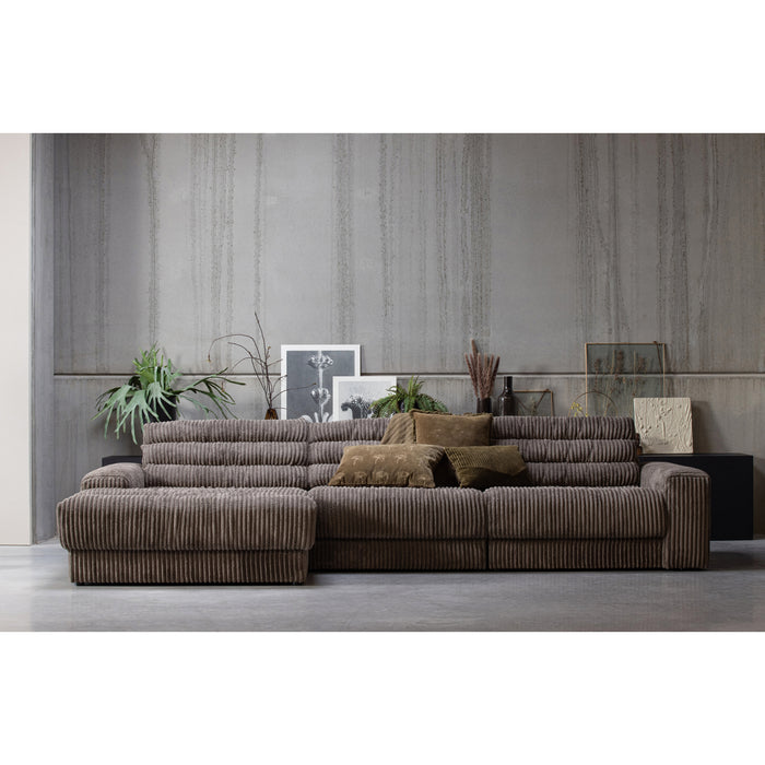 WOOOD Date Chaise Longue Links - Grove Ribstof - Mud - 78x316x162