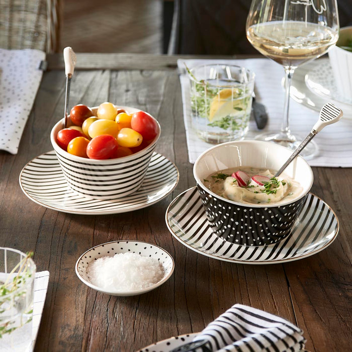 Riviera Maison Dots & Stripes Heart Cake Plate -  16.0x16.0x2.0 cm