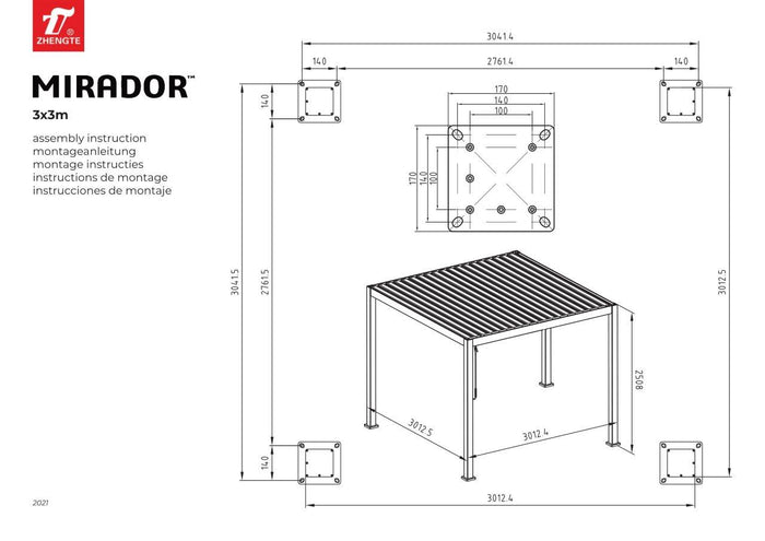 SORARA® Mirador Classic 300 x 300 cm Charcoal Zwart
