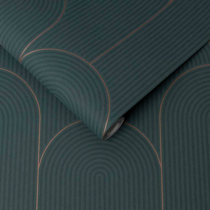Graham & Brown vliesbehang Lancet Green & Gold groen