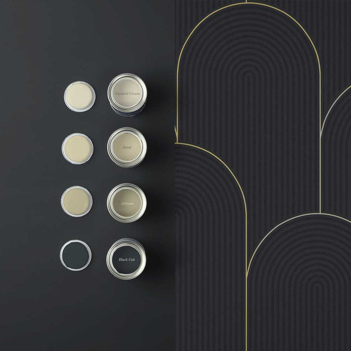 Graham & Brown vliesbehang Lancet Black & Gold zwart