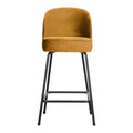 WOOOD Vogue Barkruk H 89 cm - Fluweel - Mosterdgeel