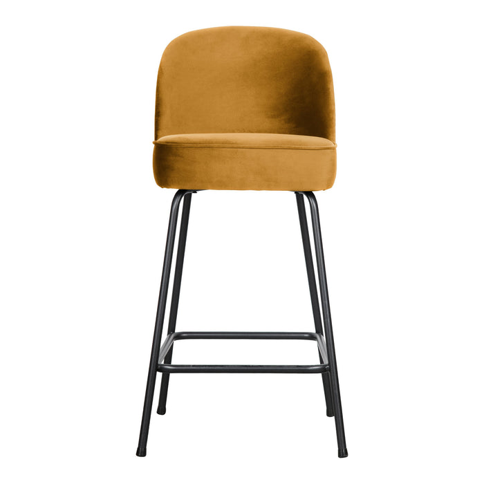 WOOOD Vogue Barkruk H 89 cm - Fluweel - Mosterdgeel