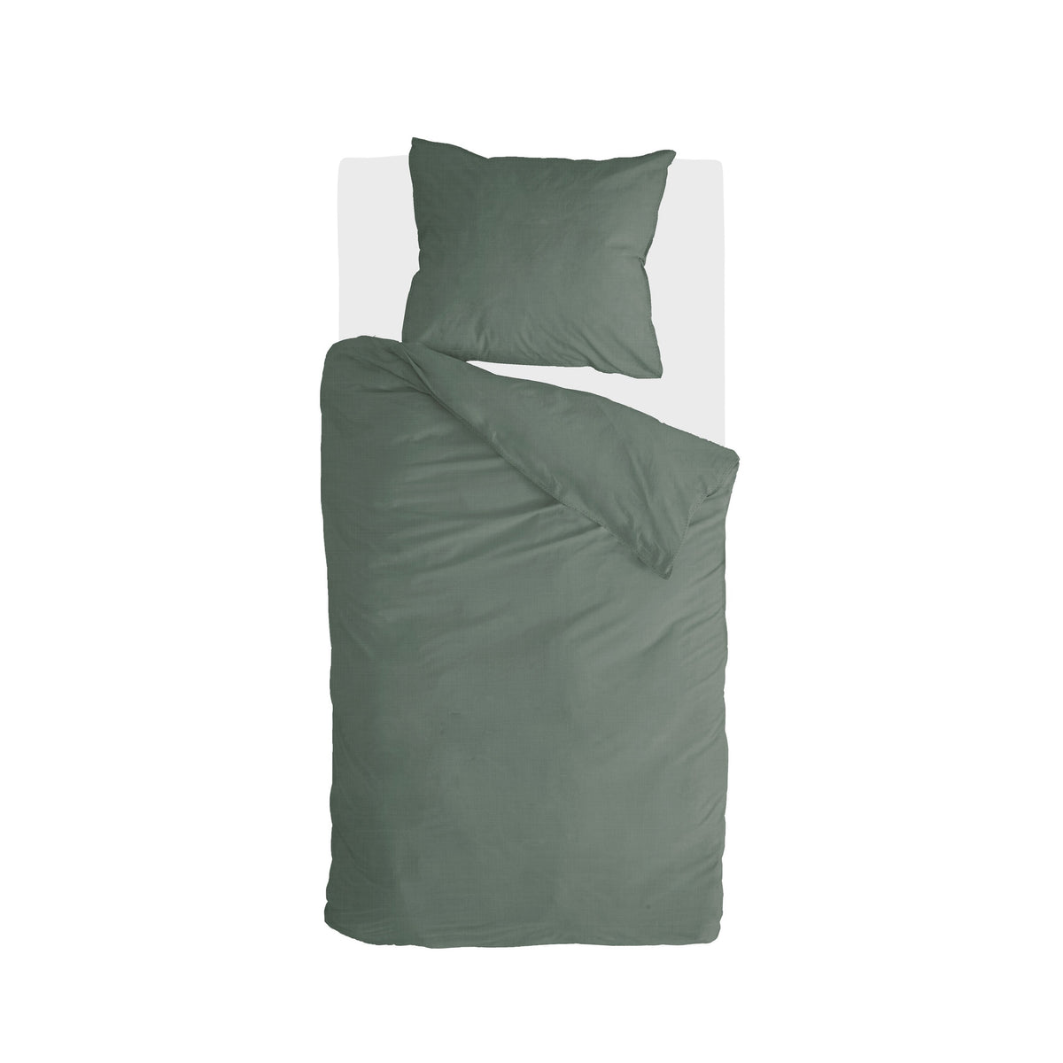 Walra Vintage Cotton Dekbedovertrek 140 x 220/240 cm - Donkergroen