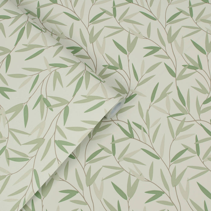 Laura Ashley Willow Leaf Behang - Planten - 10mx52cm - Groen
