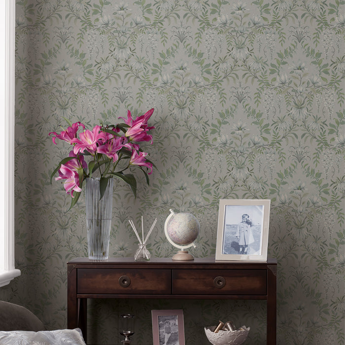 Laura Ashley Parterre Behang - Bloemen - 10mx52cm - Groen