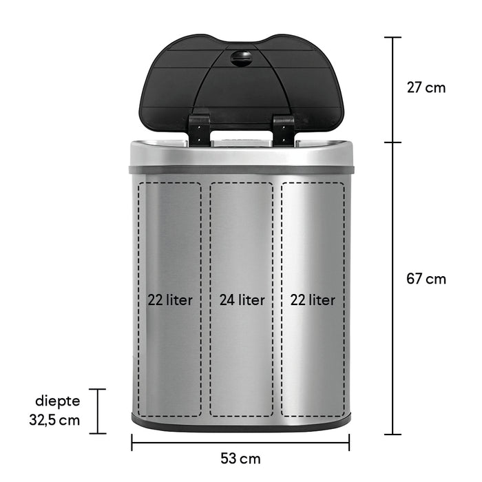 Homra Qubix Sensor Afvalemmer 68 Liter (22+24+22 L)