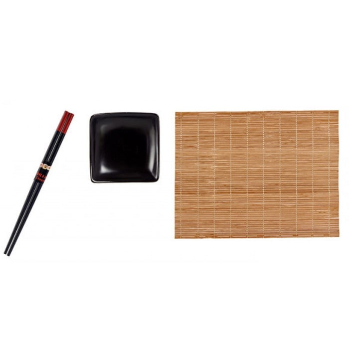 Orange85 Sushi Servies Set 6 delig Zwart Bamboe Keramiek 2 Personen