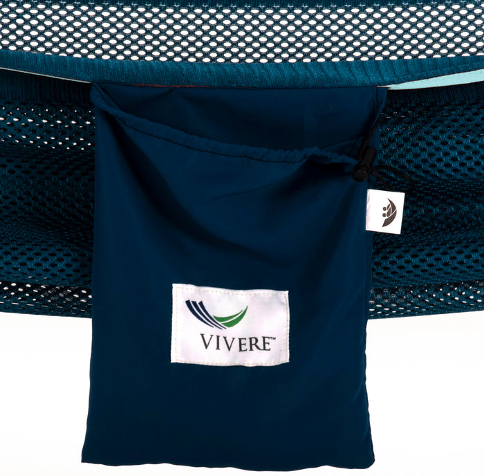 Vivere Mesh Hangmat met Standaard - Navy/Turquoise