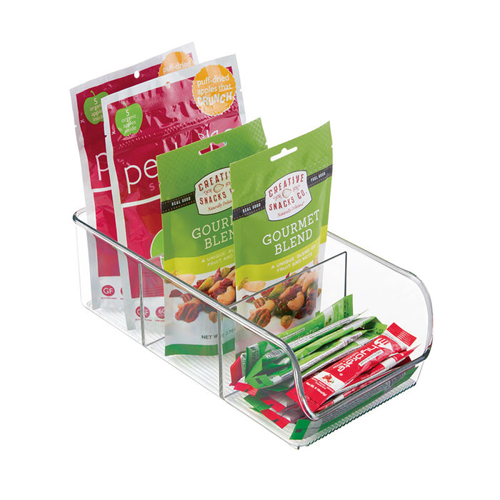 Open Opbergbox met 3 Vakken, 14 x 27.9 x 8.9 cm, Kunststof, Transparan