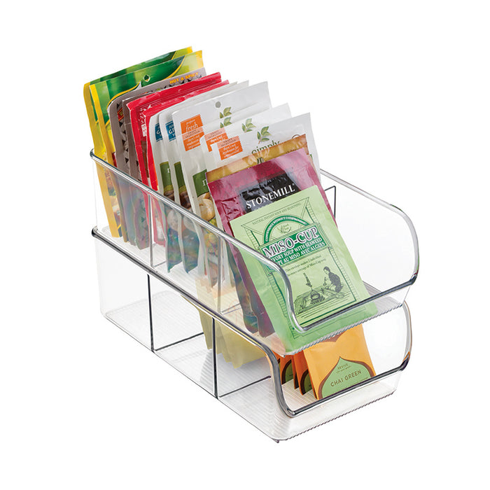 Open Opbergbox met 3 Vakken, 14 x 27.9 x 8.9 cm, Kunststof, Transparan