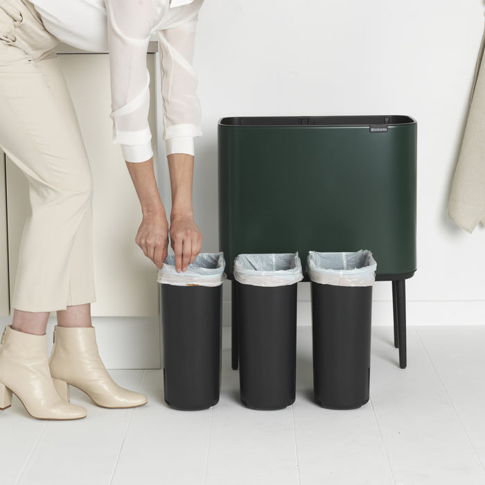 Brabantia Bo Touch Bin Afvalemmer 3 x 11 L  - Pine Green