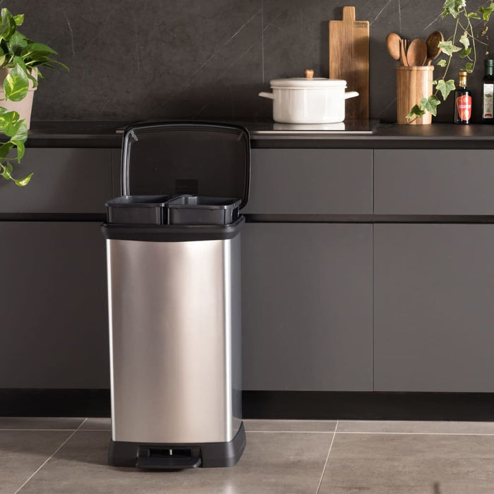 Curver Pedaalemmer Deco duo 23+23 L zilverkleurig