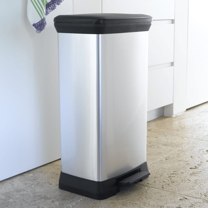 Curver Pedaalemmer Deco duo 23+23 L zilverkleurig