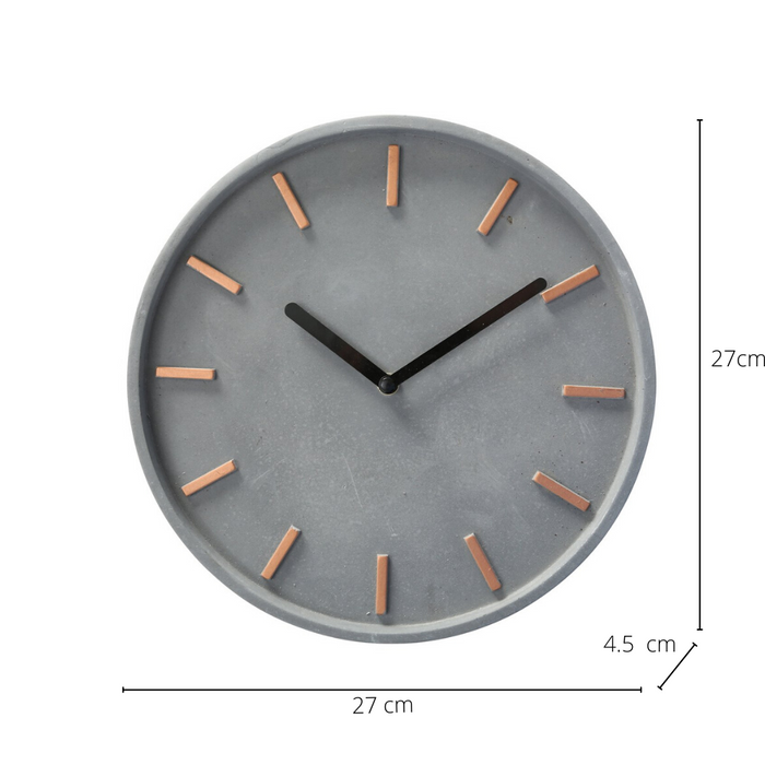 Dulaire Wandklok Modern Beton Rond Grijs Ø 27 cm - incl. batterij