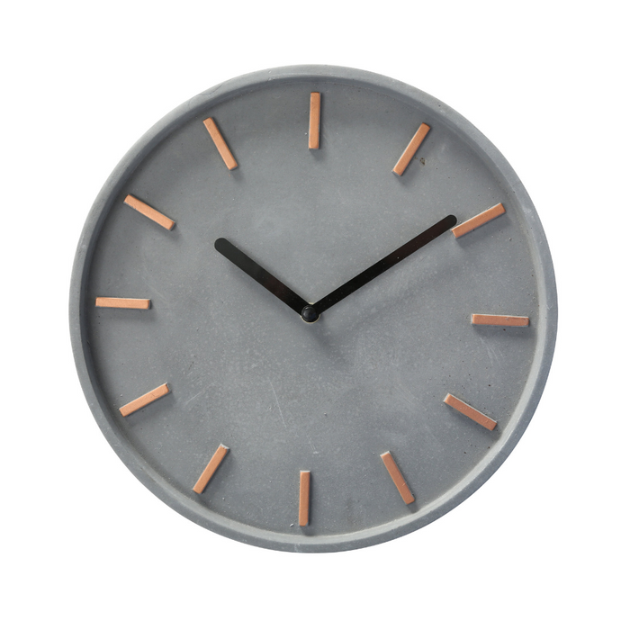 Dulaire Wandklok Modern Beton Rond Grijs Ø 27 cm - incl. batterij