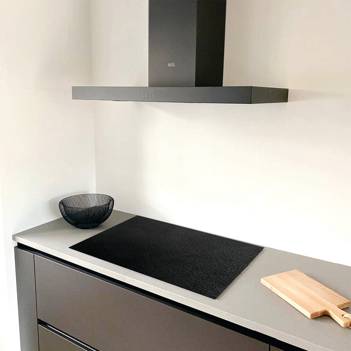 Inductie Beschermer - Leer Effen Zwart - 83x51,5cm