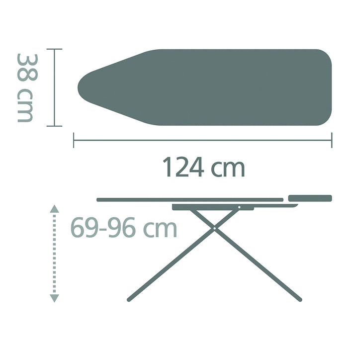 Brabantia PerfectFlow Strijkijzerhouder Strijkplank 124 x 38 cm