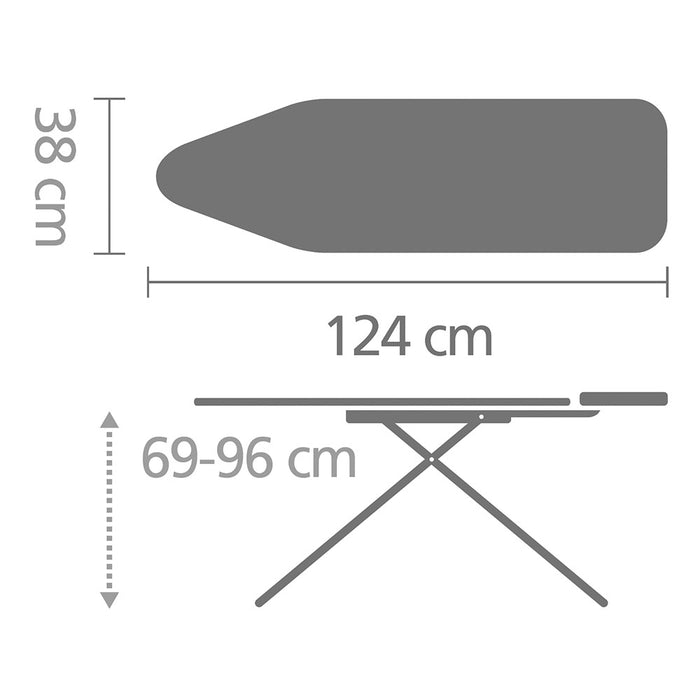 Brabantia PerfectFlow Strijkijzerhouder Strijkplank 124 x 38 cm