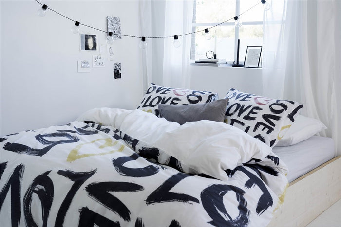 Dindi Home - Dekbedovertrek Coloured Love - 200x220 - Wit