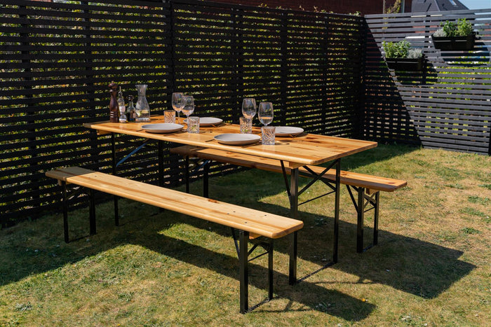 Inklapbare picknickbank Berlijn 200 cm blanke lak