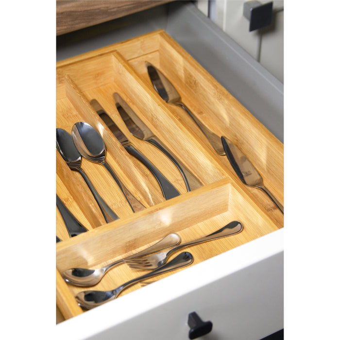 QUVIO Bestekbak organizer hout verstelbaar