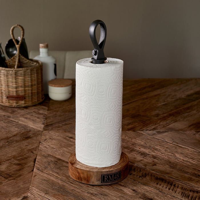 Rivièra Maison - Keukenrolhouder Bedford, B06 - Zwart, H40 - Hout en IJzer, Hoogte 35 cm