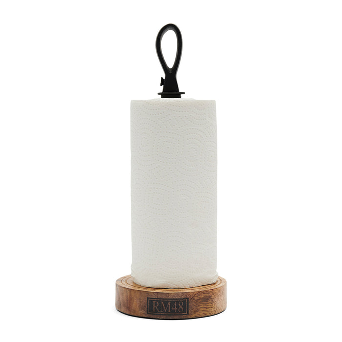 Rivièra Maison - Keukenrolhouder Bedford, B06 - Zwart, H40 - Hout en IJzer, Hoogte 35 cm