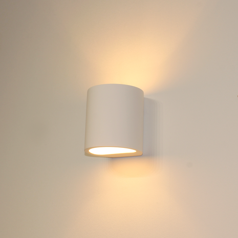Artdelight Wandlamp Plaster Rond Wit 11cm Ø