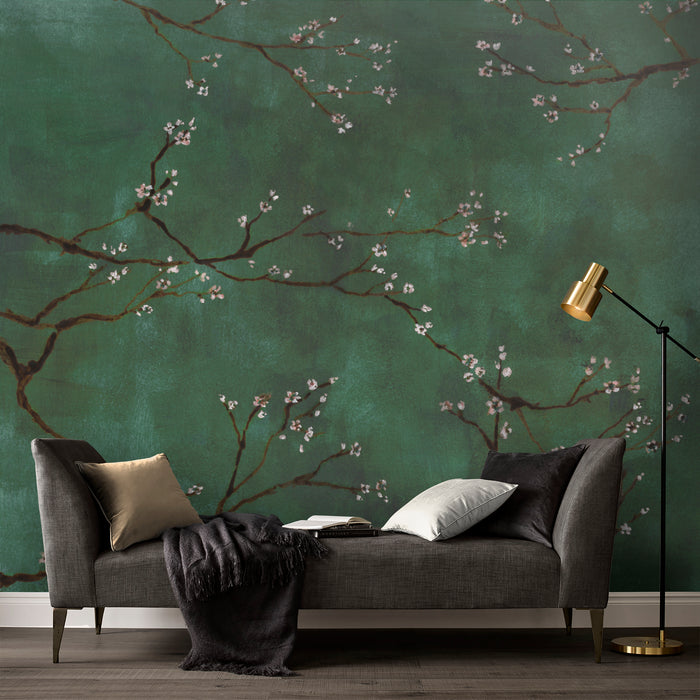 Art for the Home Chinese Bloesem Fotobehang groen 280x300 cm