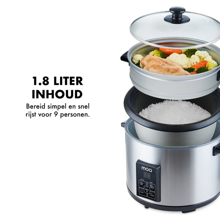 MOA Digitale Rijstkoker met stomer - 1.8 liter - RC18D