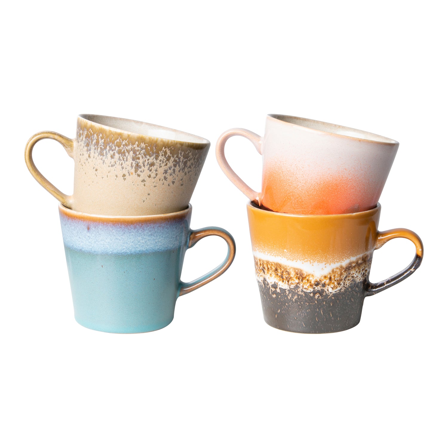 HKliving 70's Cappucinokop 0,3 L - Set van 4 - Meteor