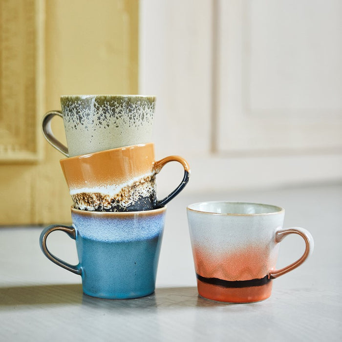 HKliving 70's Cappucinokop 0,3 L - Set van 4 - Meteor