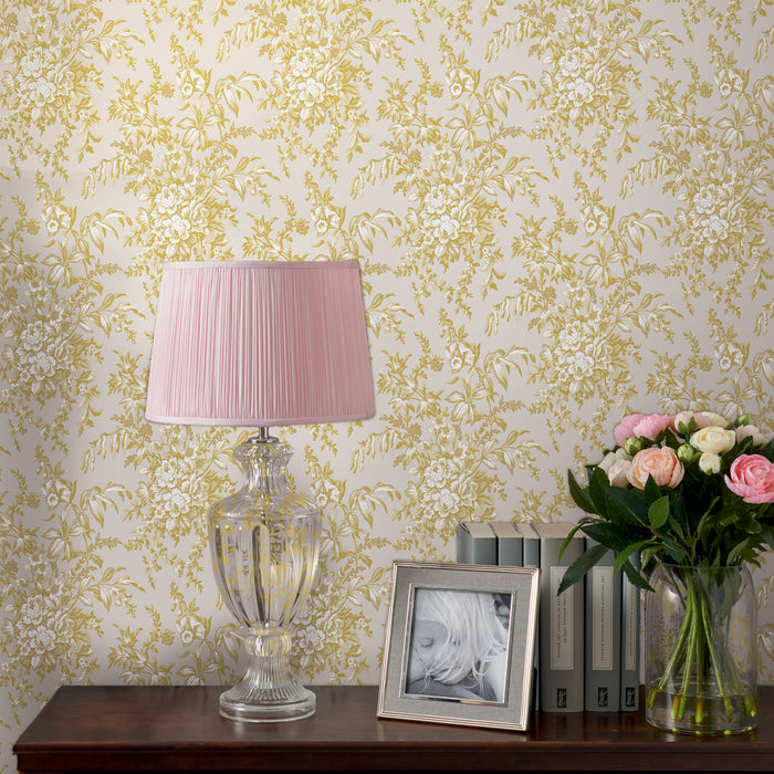 Laura Ashley Picardie Behang - Bloemen - 10mx52cm - Geel