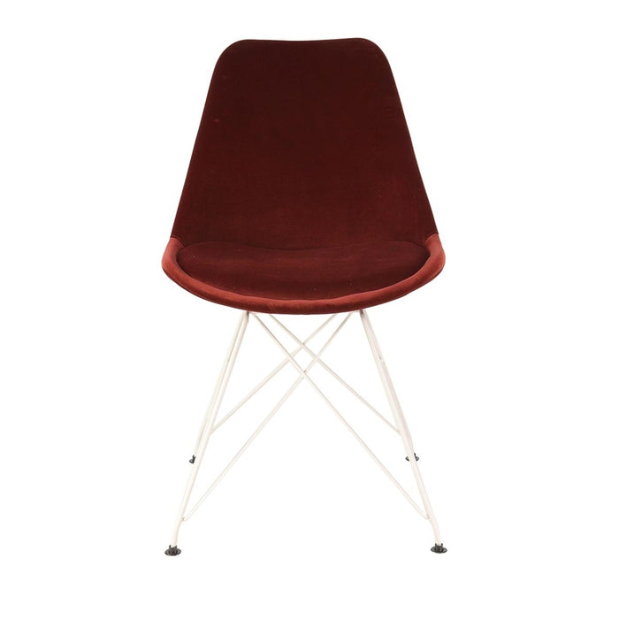 Essence Metal eetkamerstoel velvet rood - wit onderstel