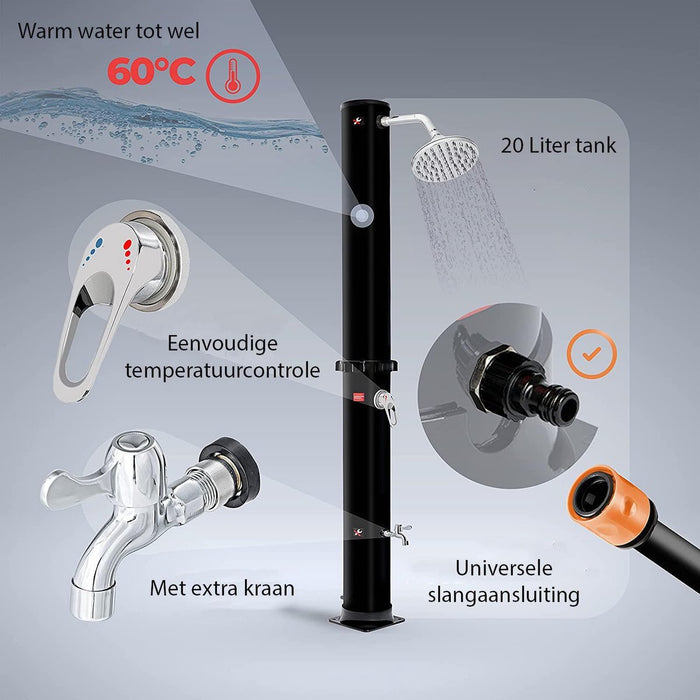 Sens Design Tuindouche – Solar buitendouche – Zwart – 20 liter