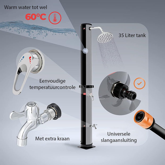 Sens Design Tuindouche – Solar buitendouche – Zilver – 35 liter