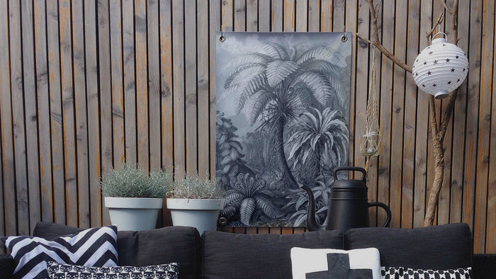 Villa Madelief Tuinposter Jungle zwart wit (70x100cm)