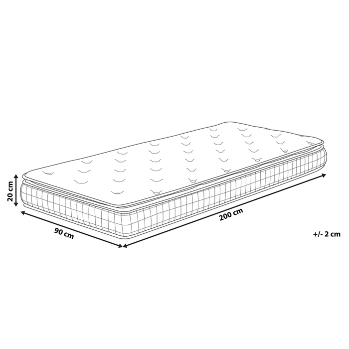 Beliani-CHARM-Traagschuimmatras medium-Wit-90 x 200 cm-Polyester