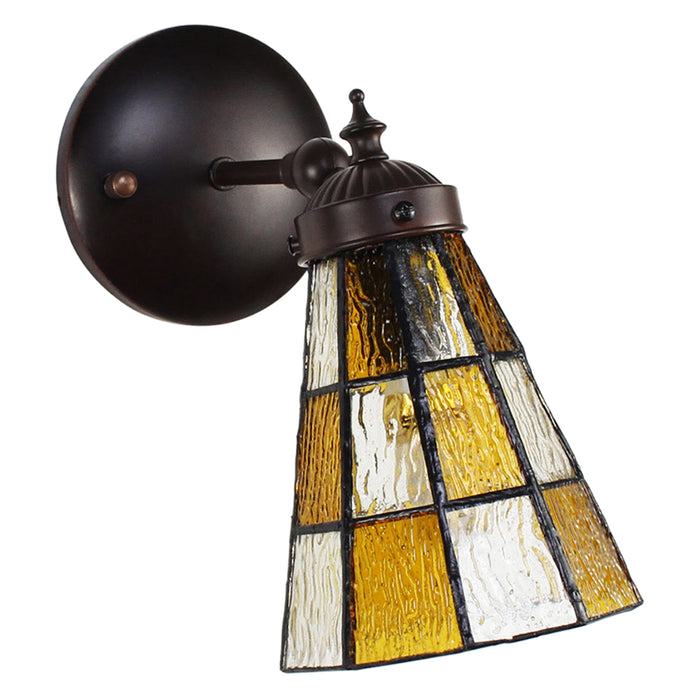 Clayre & Eef Wandlamp Tiffany  17x12x23 cm  Bruin Glas Metaal Muurlamp