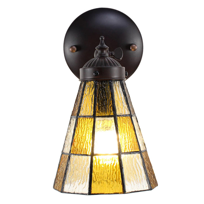 Clayre & Eef Wandlamp Tiffany  17x12x23 cm  Bruin Glas Metaal Muurlamp