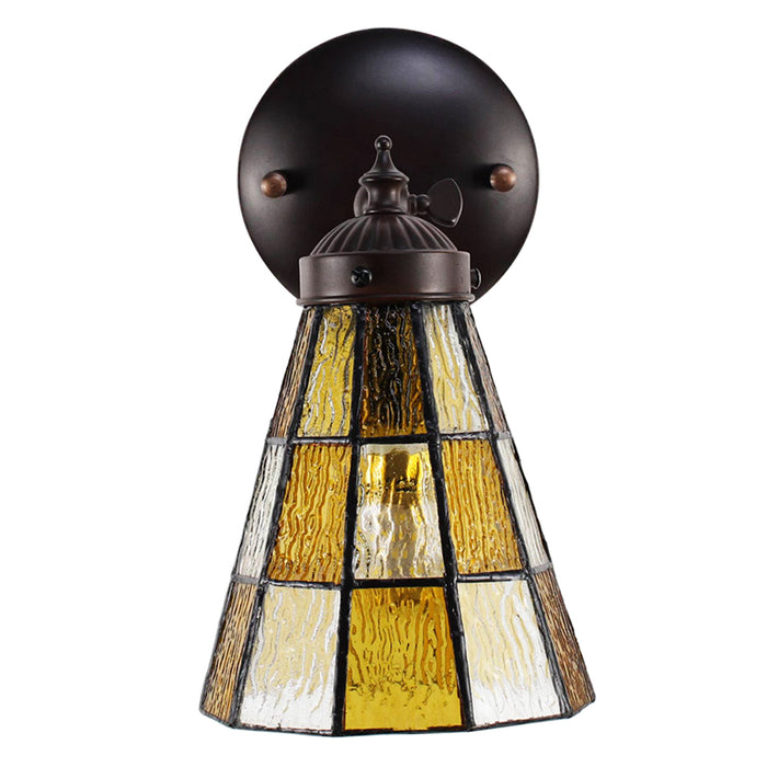 Clayre & Eef Wandlamp Tiffany  17x12x23 cm  Bruin Glas Metaal Muurlamp